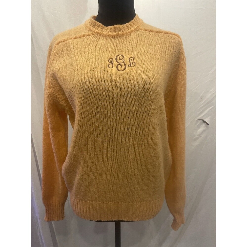 Vintage wool Lands End sweater Orange Scotland Monogrammed JGL Knit pullover